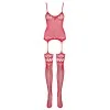 F214 Bodystocking Rouge - Féminisation | Fauxseins.fr