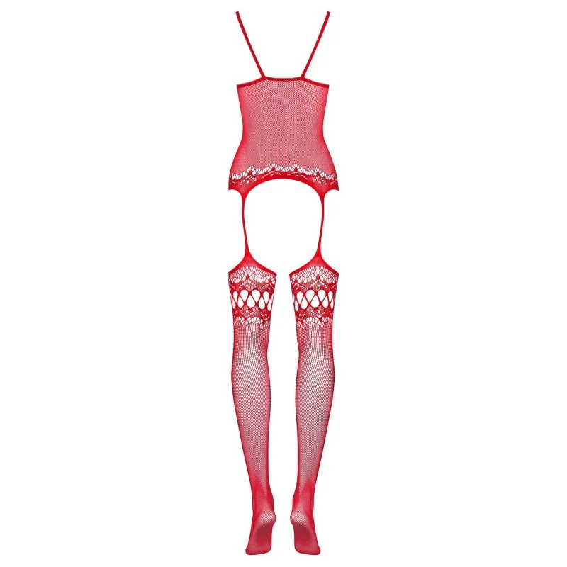 F214 Bodystocking Rouge - Féminisation | Fauxseins.fr