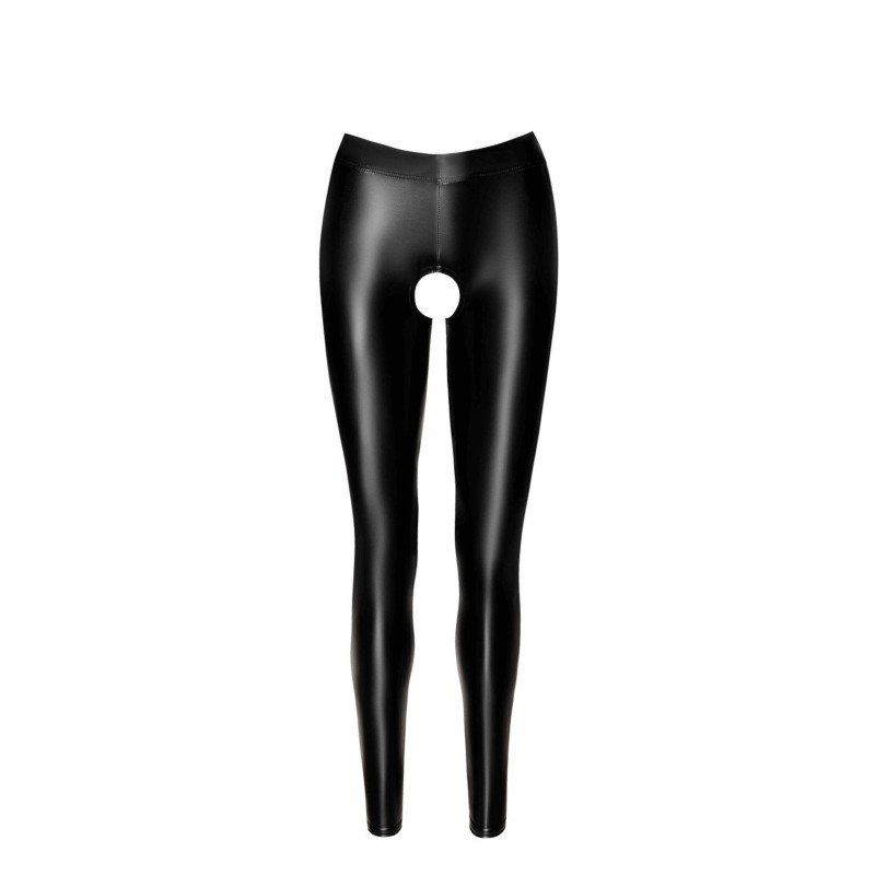 F304 Leggings Taboo wetlook avec entrejambe et fesses ouvertes Noir HandMade
