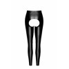 F304 Leggings Taboo wetlook avec entrejambe et fesses ouvertes Noir HandMade