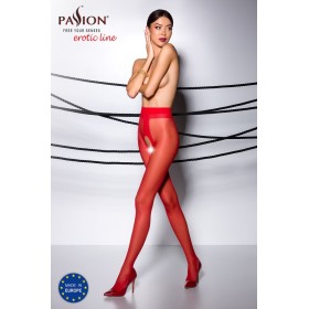 TI007R Collants ouverts 20 DEN - Rouge Passion lingerie
