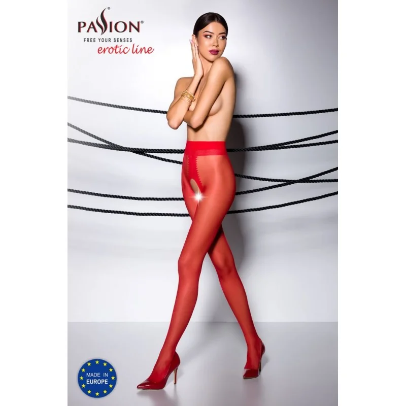 Collants ouverts 20 DEN Rouge TI007R - Féminisation