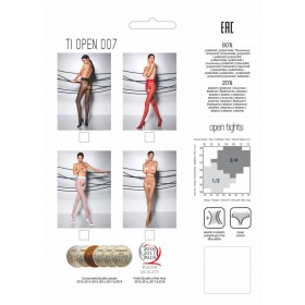 TI007R Collants ouverts 20 DEN - Rouge Passion lingerie