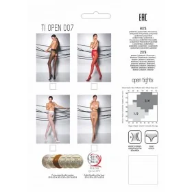 Collants ouverts 20 DEN Rouge TI007R - Féminisation
