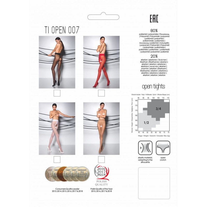 TI007R Collants ouverts 20 DEN - Rouge Passion lingerie