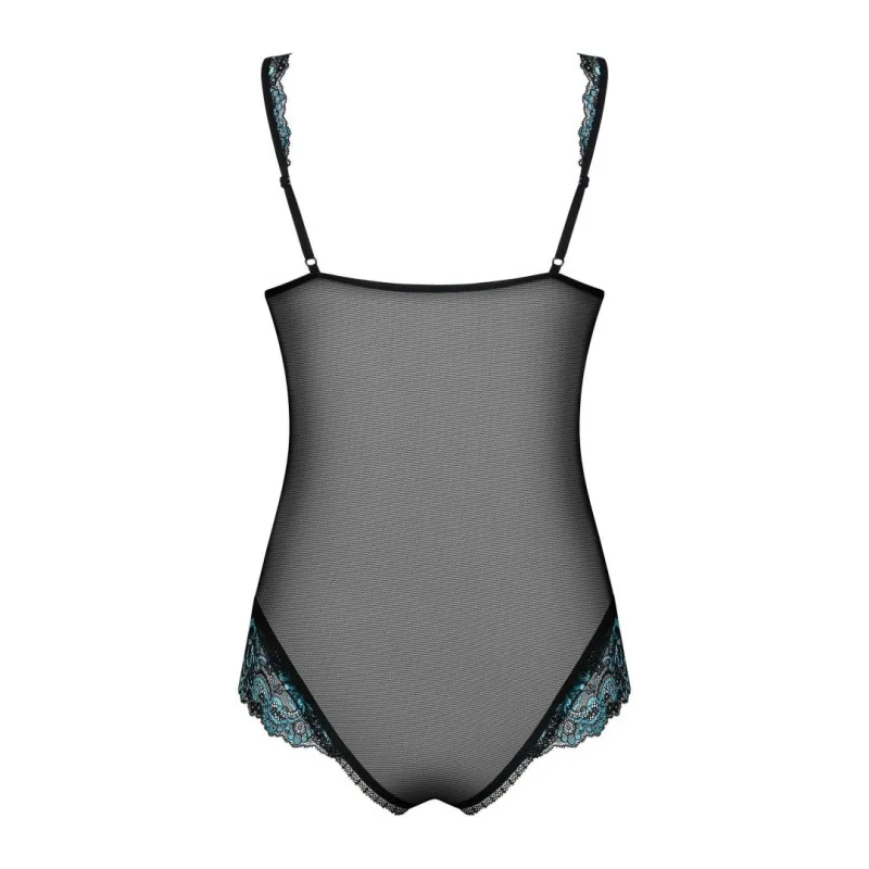 Amanta Body Ouvert Noir et Turquoise | Fauxseins.fr