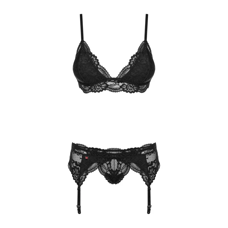 Ensemble Lingerie 3 pièces Noir | Féminisation | Fauxseins.fr
