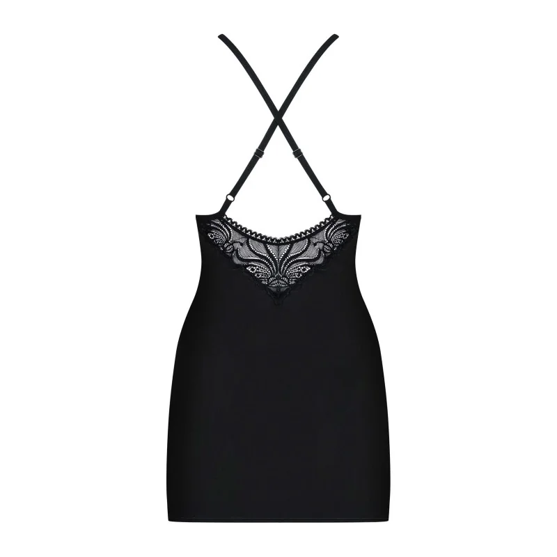 Nuisette et String Noir 828-CHE-1 | Lingerie Féminisation