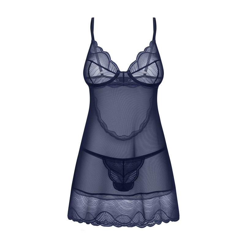 Nightly Blue nuisette et string - Bleu Obsessive