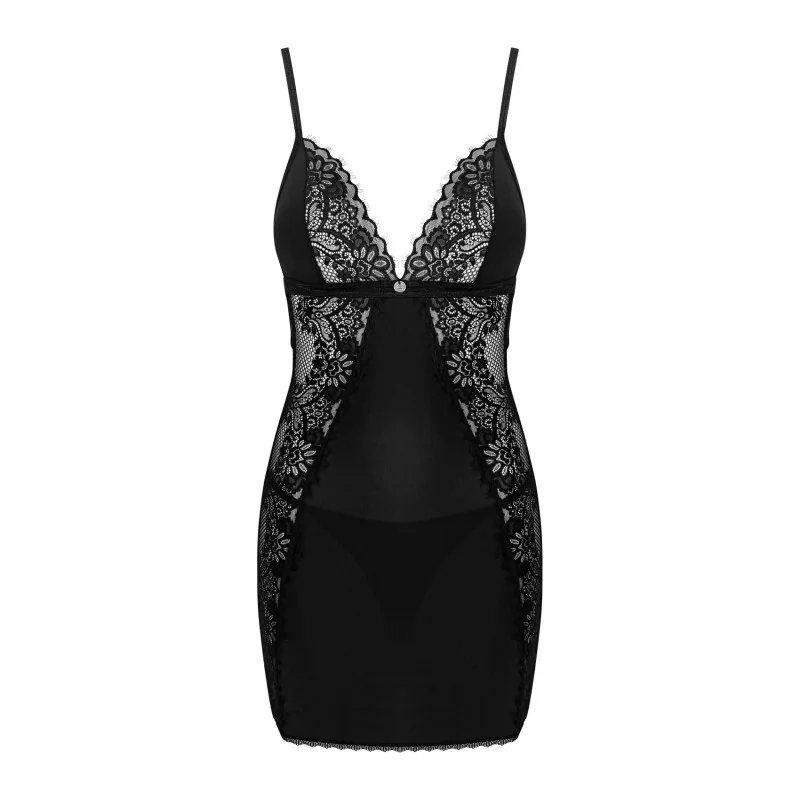 Nuisette et String Maderris Noire | Féminisation | Fauxseins.fr