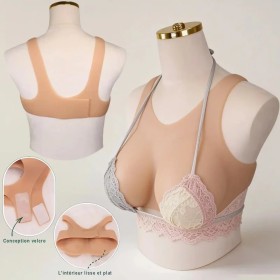 Buste faux seins en silicone style brassière Velcro