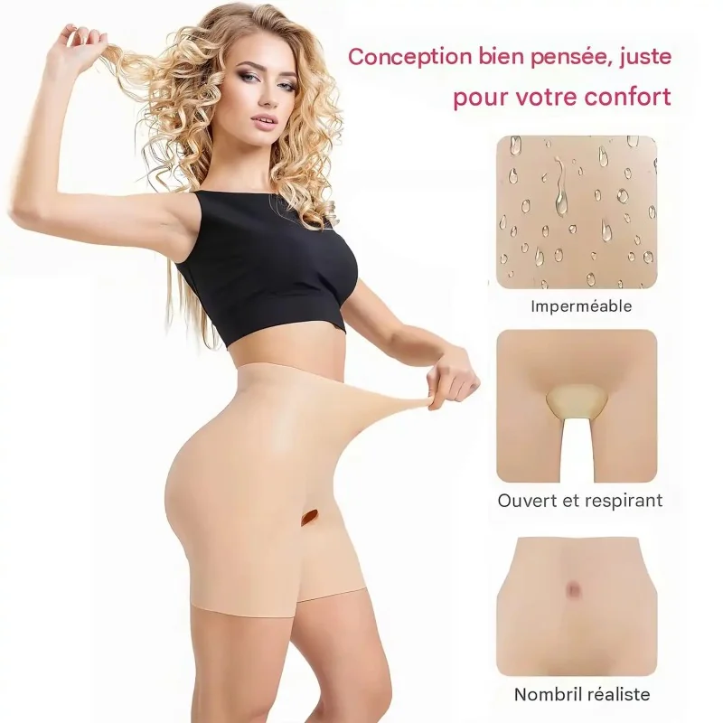 Panty fausses hanches en silicone, taille haute
