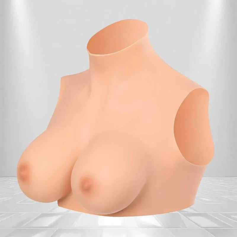 Buste seins réalistes col haut peau claire