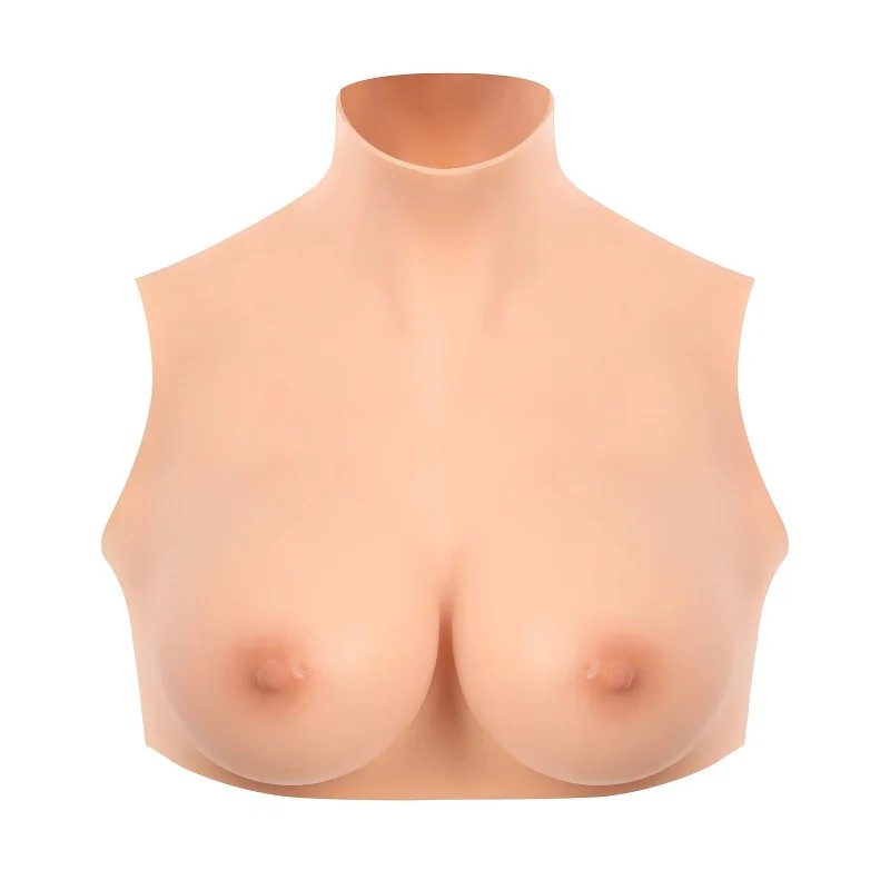 Buste seins réalistes col haut peau claire