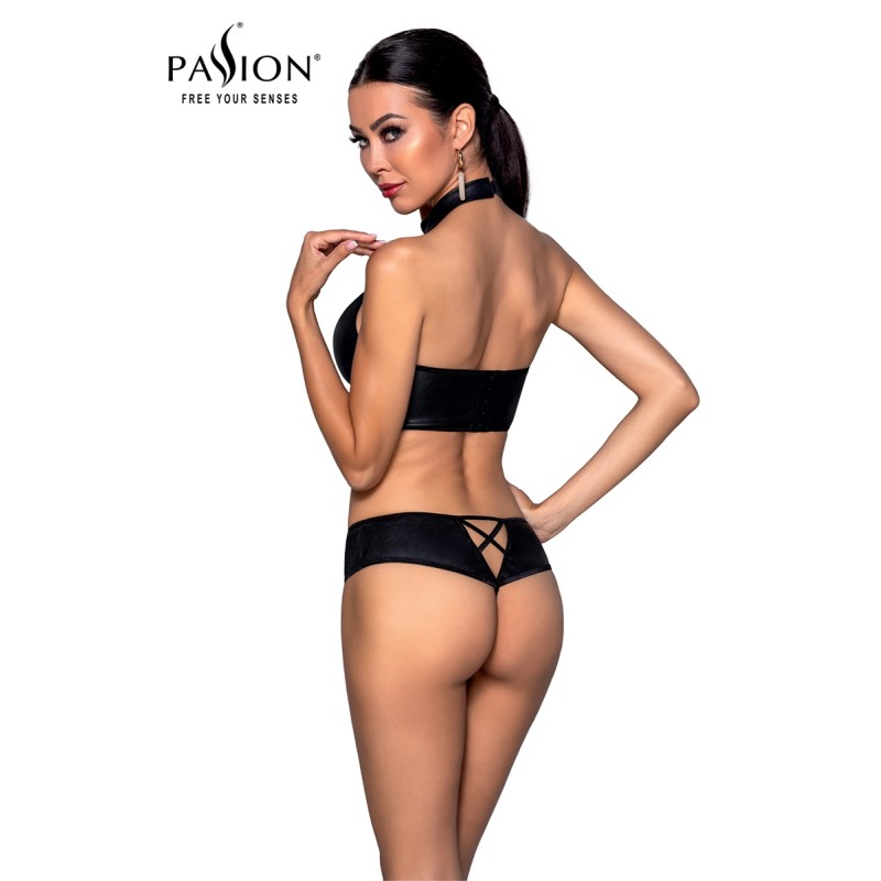 Bustier et string faux cuir Nancy - Passion Passion lingerie