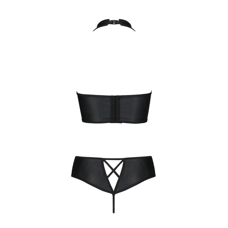 Bustier et string faux cuir Nancy - Passion Passion lingerie