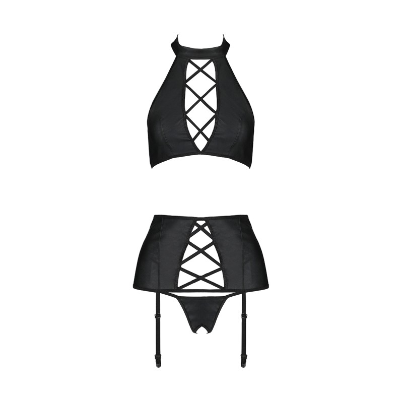 Ensemble sexy faux cuir Nancy - Passion Passion lingerie