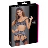 Ensemble coquin ouvert 3 pièces gris - Cottelli Lingerie Cotelli Lingerie
