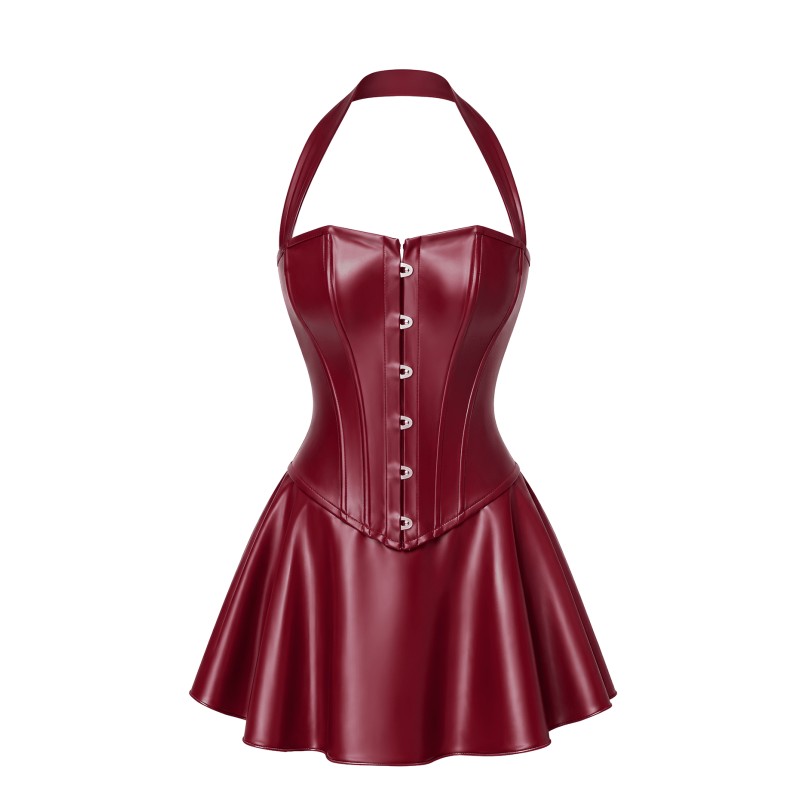F397 Dark romance corset mini robe Noir HandMade