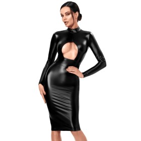 F401 Dark affair robe midi Noir HandMade