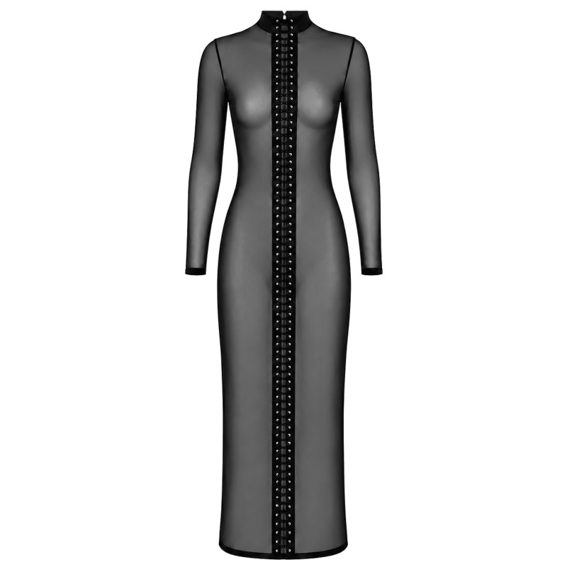 F410 Do Not Disturb robe longue à laçage Noir HandMade