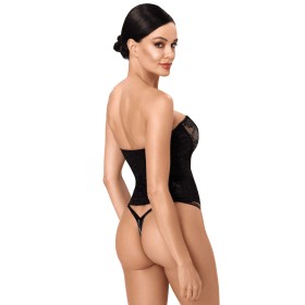 F406 One more kiss Corset en dentelle et powerwetlook Noir HandMade