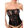 F406 One more kiss Corset en dentelle et powerwetlook Noir HandMade