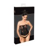 F406 One more kiss Corset en dentelle et powerwetlook Noir HandMade