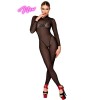 F387 Catsuit transparent noir Noir HandMade