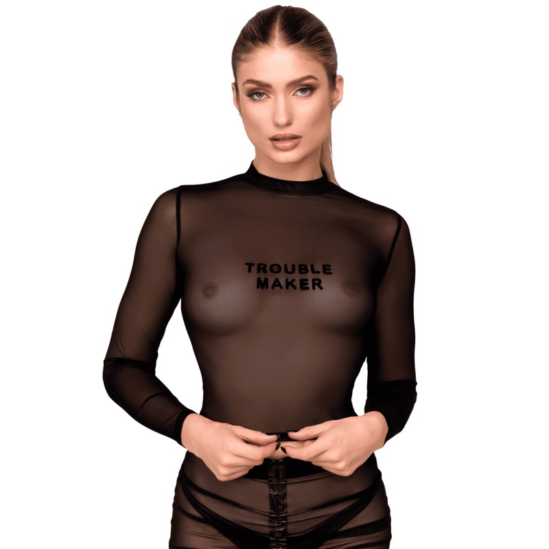 F389 Top transparent noir Noir HandMade