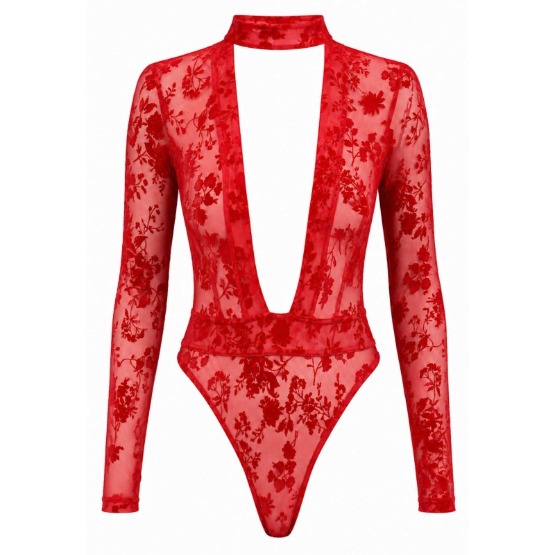 F416 Lovebite Body Décolleté V Plongeant Noir HandMade