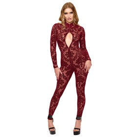 F421 Masquerade Bodystocking avec Zip Trois Voies Noir HandMade