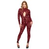 F421 Masquerade Bodystocking avec Zip Trois Voies Noir HandMade