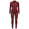 F421 Masquerade Bodystocking avec Zip Trois Voies Noir HandMade