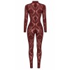 F421 Masquerade Bodystocking avec Zip Trois Voies Noir HandMade