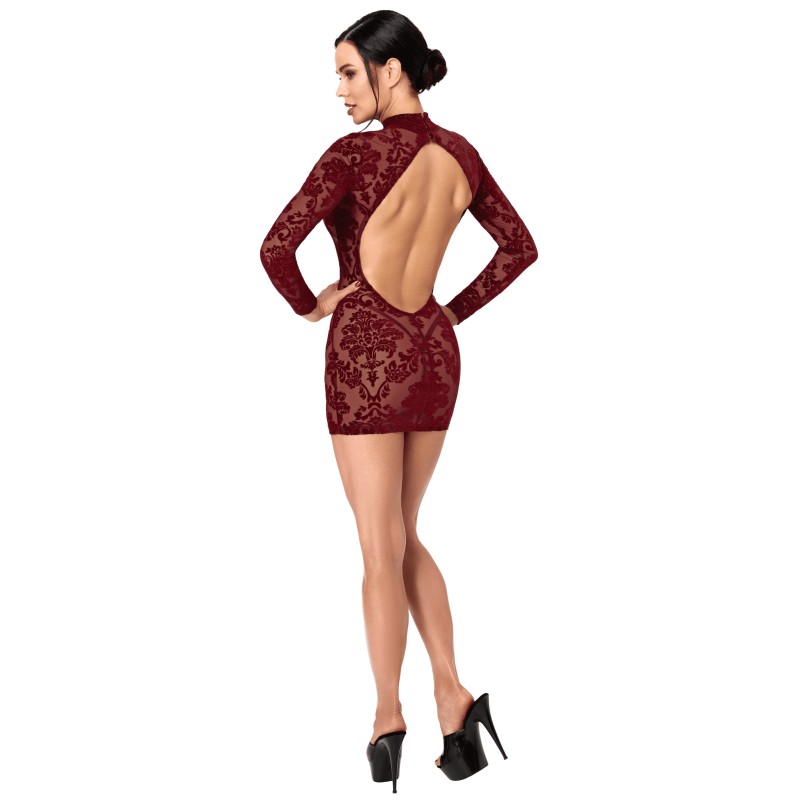 F423 Masquerade Robe courte dos nu Noir HandMade