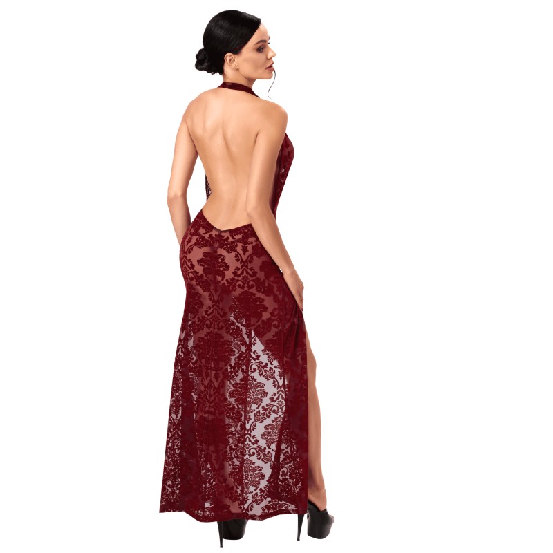 F424 Masquerade Robe longue dos nu Noir HandMade