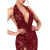 F424 Masquerade Robe longue dos nu Noir HandMade