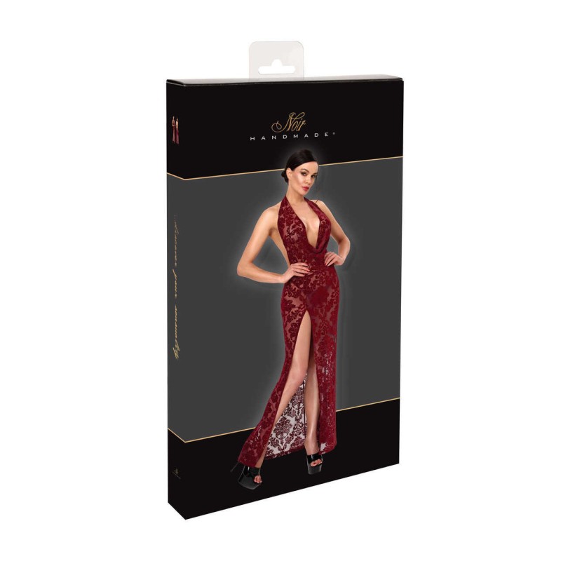 F424 Masquerade Robe longue dos nu Noir HandMade