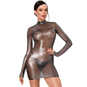 F431 Moondust Robe courte dos nu Noir HandMade