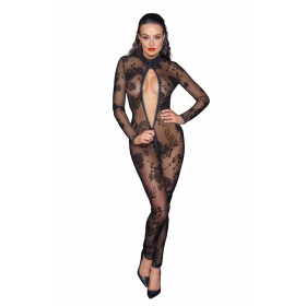 F237 Combinaison longue en tulle avec fermeture éclair à 3 voies Noir HandMade