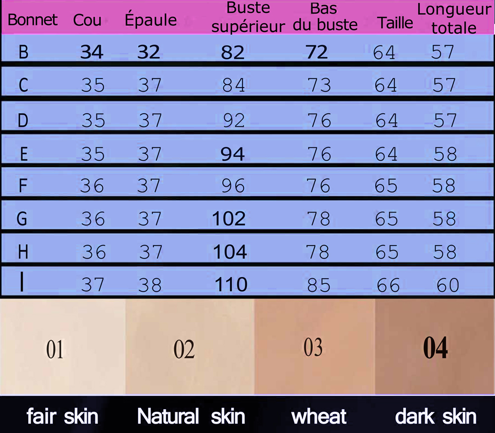 taille- couleur
